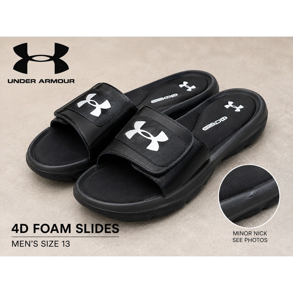 Under Armour Ignite 4D Slide Sandals Mens 13 Black Comfort Recovery Slip-On